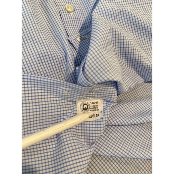 Ordean Mens Button Up Shirt Blue Plaid Oxford Long Sleeve Preppy Designer Medium - Picture 8 of 9